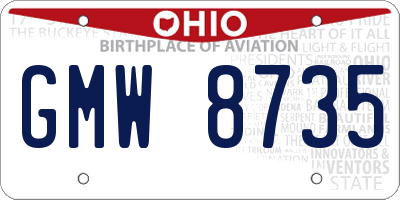 OH license plate GMW8735