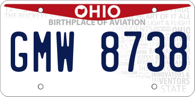 OH license plate GMW8738