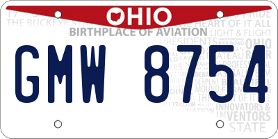 OH license plate GMW8754