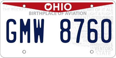 OH license plate GMW8760