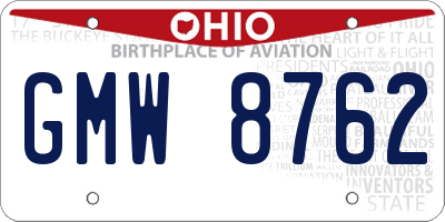 OH license plate GMW8762