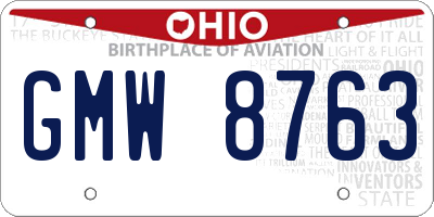OH license plate GMW8763