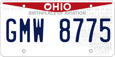 OH license plate GMW8775