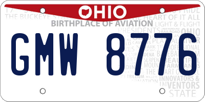 OH license plate GMW8776