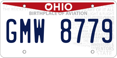 OH license plate GMW8779