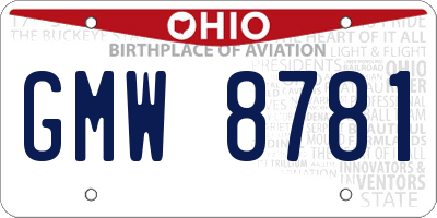 OH license plate GMW8781