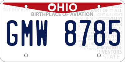 OH license plate GMW8785
