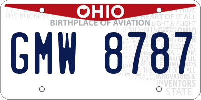 OH license plate GMW8787