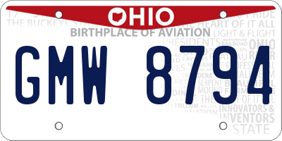 OH license plate GMW8794