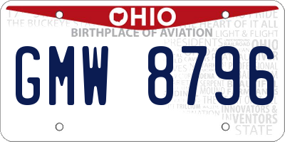 OH license plate GMW8796
