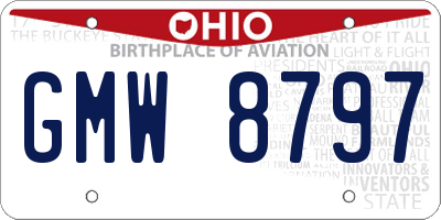 OH license plate GMW8797