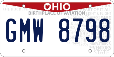 OH license plate GMW8798