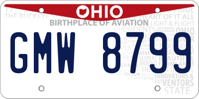 OH license plate GMW8799
