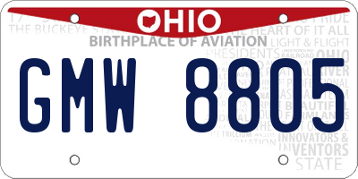 OH license plate GMW8805