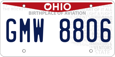 OH license plate GMW8806