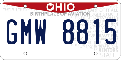 OH license plate GMW8815