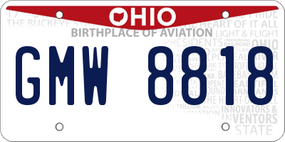 OH license plate GMW8818