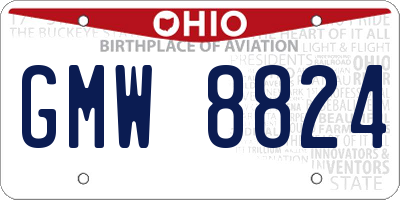 OH license plate GMW8824