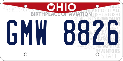OH license plate GMW8826