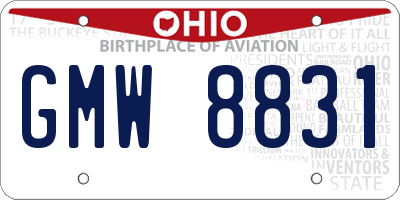 OH license plate GMW8831