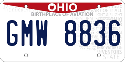 OH license plate GMW8836