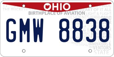 OH license plate GMW8838