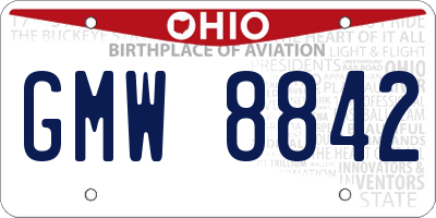 OH license plate GMW8842