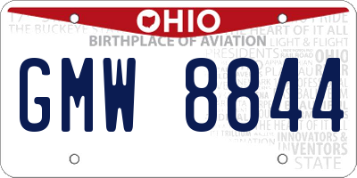 OH license plate GMW8844