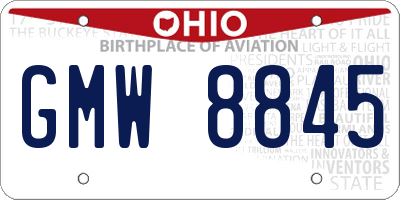 OH license plate GMW8845