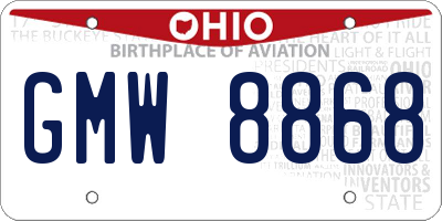OH license plate GMW8868