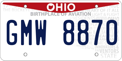 OH license plate GMW8870