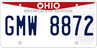 OH license plate GMW8872