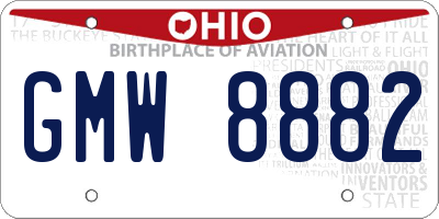 OH license plate GMW8882
