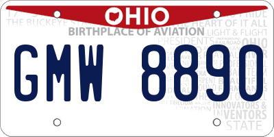 OH license plate GMW8890