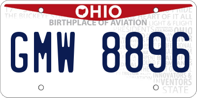 OH license plate GMW8896