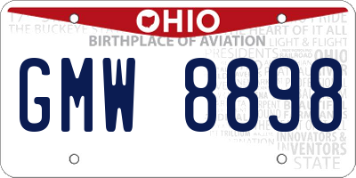 OH license plate GMW8898
