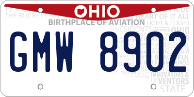 OH license plate GMW8902
