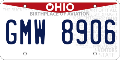 OH license plate GMW8906