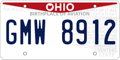 OH license plate GMW8912