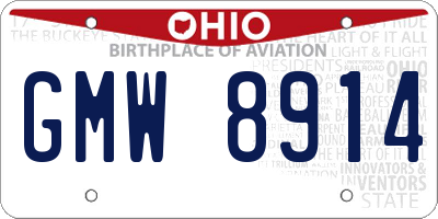 OH license plate GMW8914