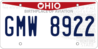 OH license plate GMW8922