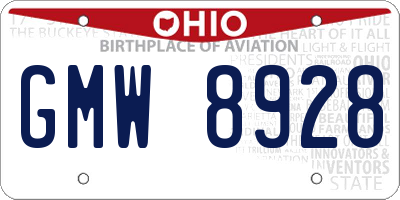 OH license plate GMW8928