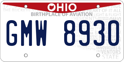 OH license plate GMW8930