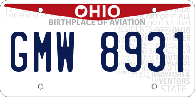 OH license plate GMW8931