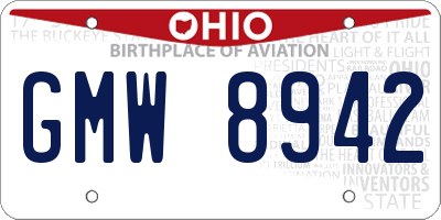 OH license plate GMW8942