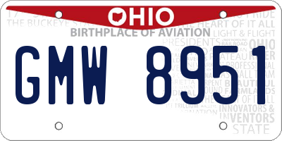 OH license plate GMW8951