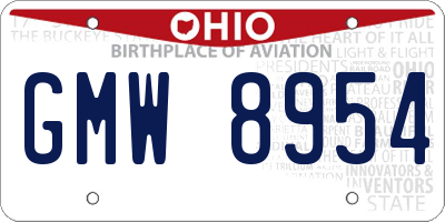 OH license plate GMW8954