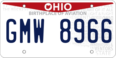 OH license plate GMW8966