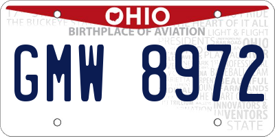 OH license plate GMW8972