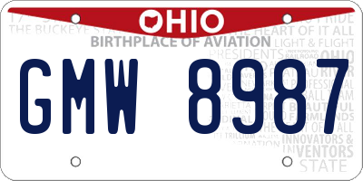OH license plate GMW8987